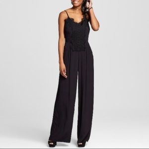 Xhiliration black lace front jumpsuit
